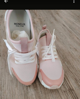 Moncler Damen Sneaker Mesh Low Top Schnürung Logo rosa/weiß EU 38