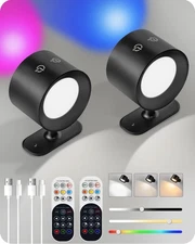 Battery Operated Wall Sconce Set of 2, Rechargeable Wall Lights with Remote C...