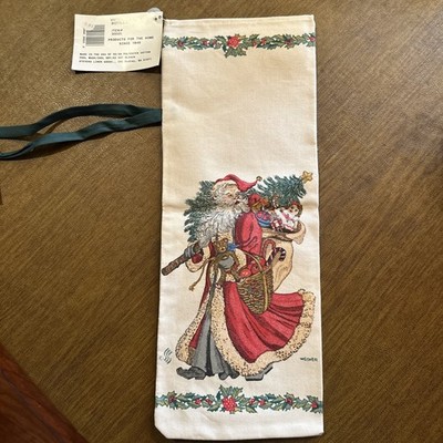 Victorian Vintage Santa Bottle Bag Stevens Linen 17x6.5 Inches New Made In USA