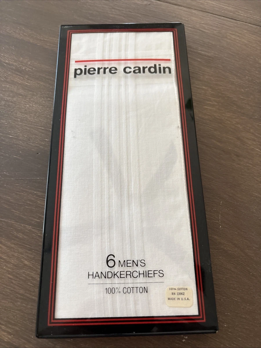 Pierre Cardin Men’s 100% Cotton Handkerchiefs – Set of  6 in Original Box – New