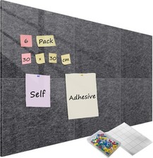 Sliandtelly 6 Pack Felt Pin Board for Wall, 12mm Thick Bulletin Board Wall Tiles