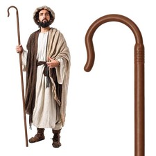 Gagift World Adjustable Shepherd Staff, 63IN Crook Cane for Large, brown