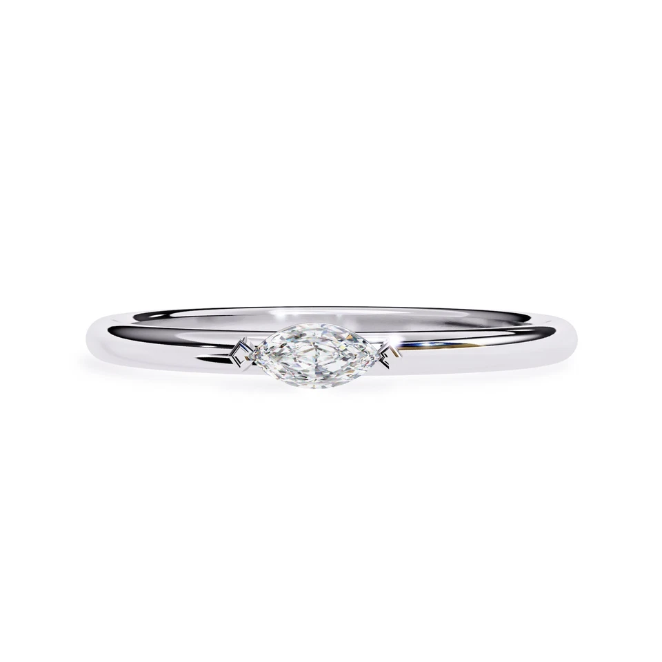 0.1 Ctw Lab Grown Diamond Solitaire Stackable Engagement Ring 925 Or 10K Gold - Image 2 of 4