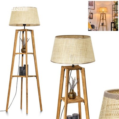 HOFSTEIN Reggio Stehlampe aus Holz/Papiergeflecht in Natur/Beige Stehleuchte
