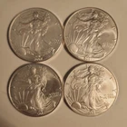 American Silver Eagle Coins, Lot of 4 - 1oz .999 Fine Silver Coins, All 2007