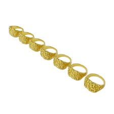 Solid 14K Gold Large Square Nugget Ring Yellow Gold Rough Texture Band Size 9-12