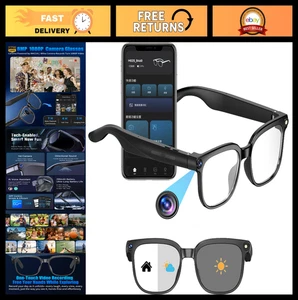 800W Smart Glasses with 1080P Camera, AI Translator, Bluetooth Audio, Photochrom