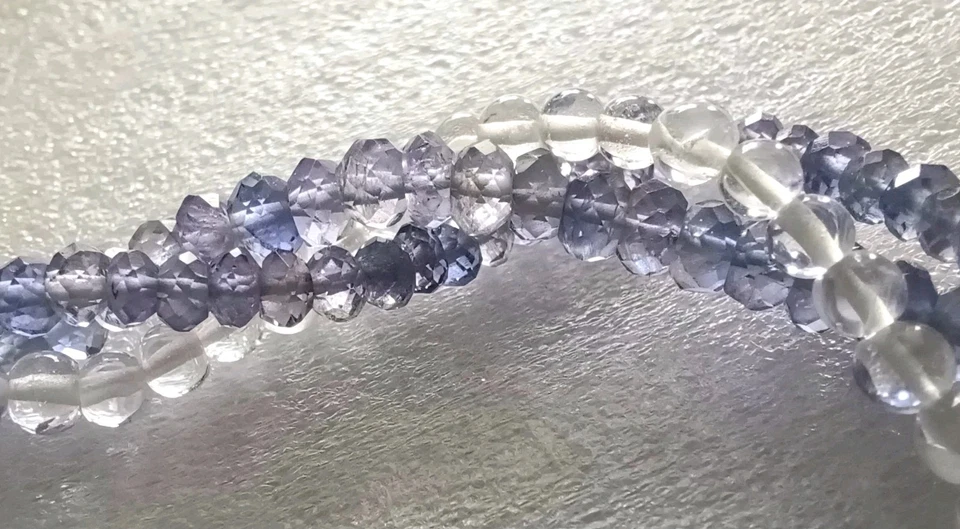 3 Strands Gemstones Faceted Iolite Quartz Sterling Silver Necklace - Image 4 of 4