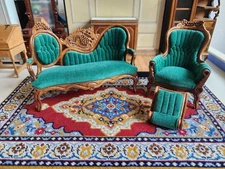 Leonetta Artisan Signed Dollhouse Settee And Chair Set 1:12