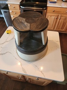 VINTAGE ROLLING KIK 14" STEP STOOL BEIGE AND BLACK Free Shipping 