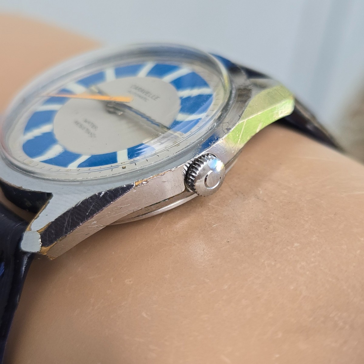 Montre Caravelle By Bulova N2 1972 - Mécanique à Remontage - Bracelet Cuir Lézard Neuf