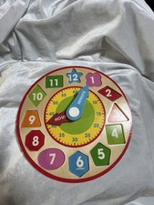 NEW Melissa  Doug Shape Sorting Wooden Clock Replacement Face Only No Blocks