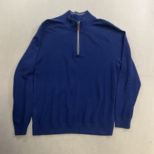 Tommy Bahama Sweater Men  s M Blue IslandZone Quarter Zip Pullover Coolmax Cotton