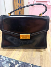 Tory Burch Black Patent Satchel Top Handle Turn Lock, Gold Hardware, Dust Bag