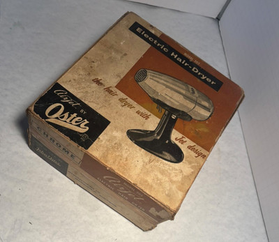 Vintage Oster Airjet Model 202 Electric Hair Dryer w/ Original Box Chrome Mid Ce