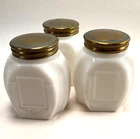 Cara Nome Langlois Milk Glass Cold Cream Jars Art Deco Vintage Set of 3