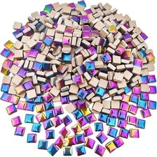 Ceramic Mosaic Tiles 1.1lb Iridescent Rainbow Square for DIY Crafts