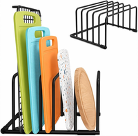 2 STK Schneidebrett Halter, 5 FäCher Schwarz StäNder Bretthalter KüChe Rack