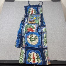 Farm Rio Sz M Square-Neck Bandana Dress Anthropologie Slim Midi Blue Patchwork