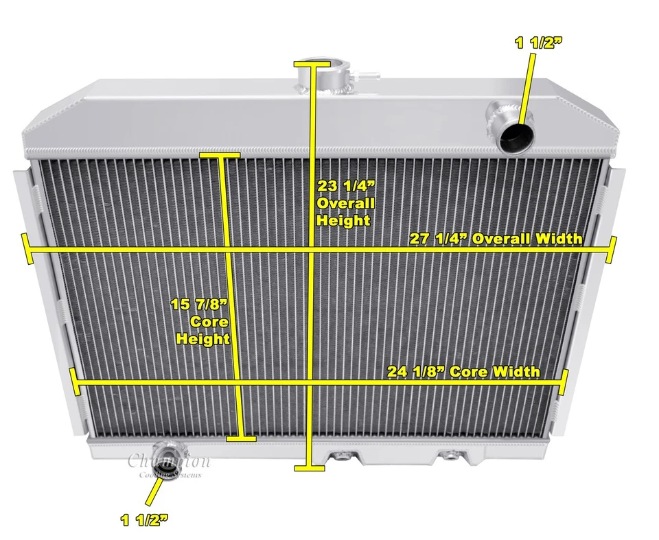 RADIADOR CHAMPION 3 FILAS TODO ALUMINIO 72 73 74 75 76 77 AMC GREMLIN HORNET CC403 Foto 3 de 3
