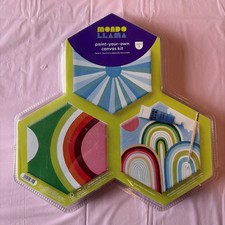 Mondo Llama Paint-Your-Own Hexagon Canvas Kit. Paints,Palette  Brushes Included