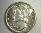 1944-D MERCURY DIME ABOUT UNCIRCULATED AU SUPER ATTRACTIVE TONING NICE ORIGINAL