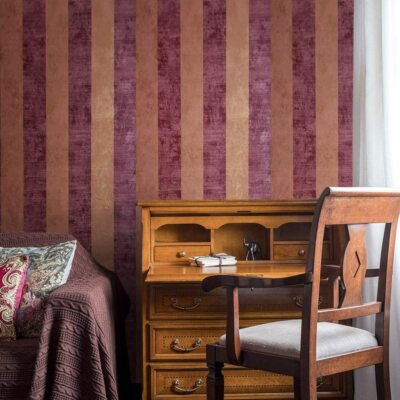 Striped Textured Red Maroon Vine Orange Metallic Wallpaper 