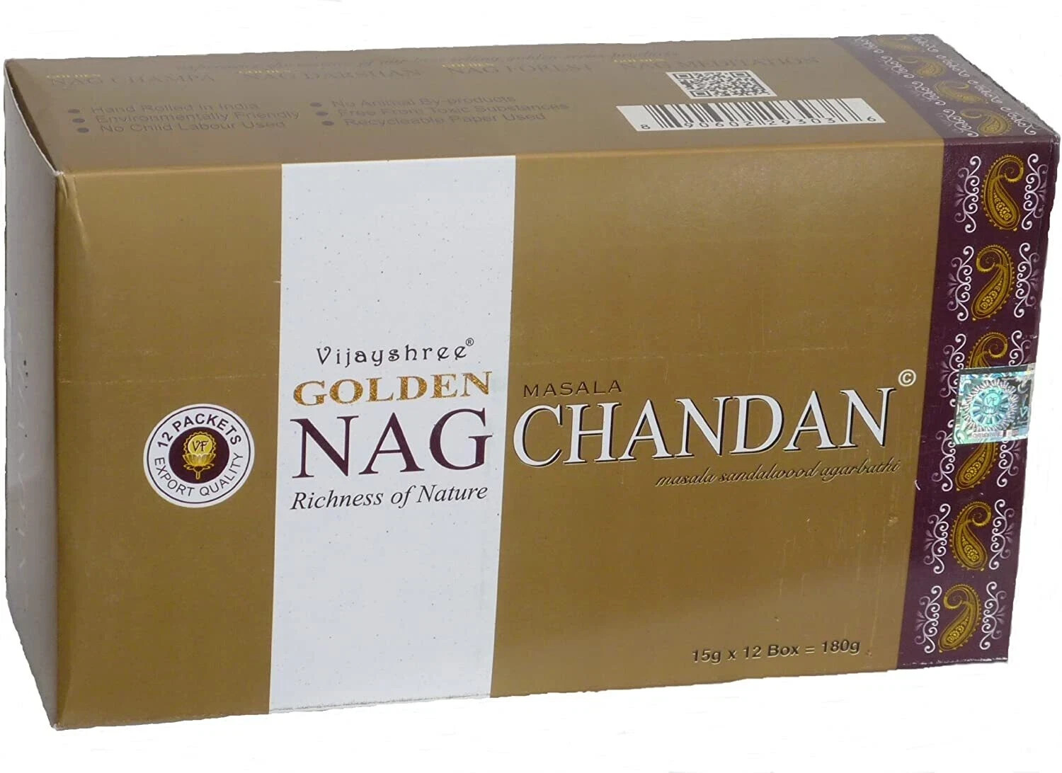 Vijayshree Nag Chandan Meditation Agarbatti Incense Sticks 15gm each 12 Packet