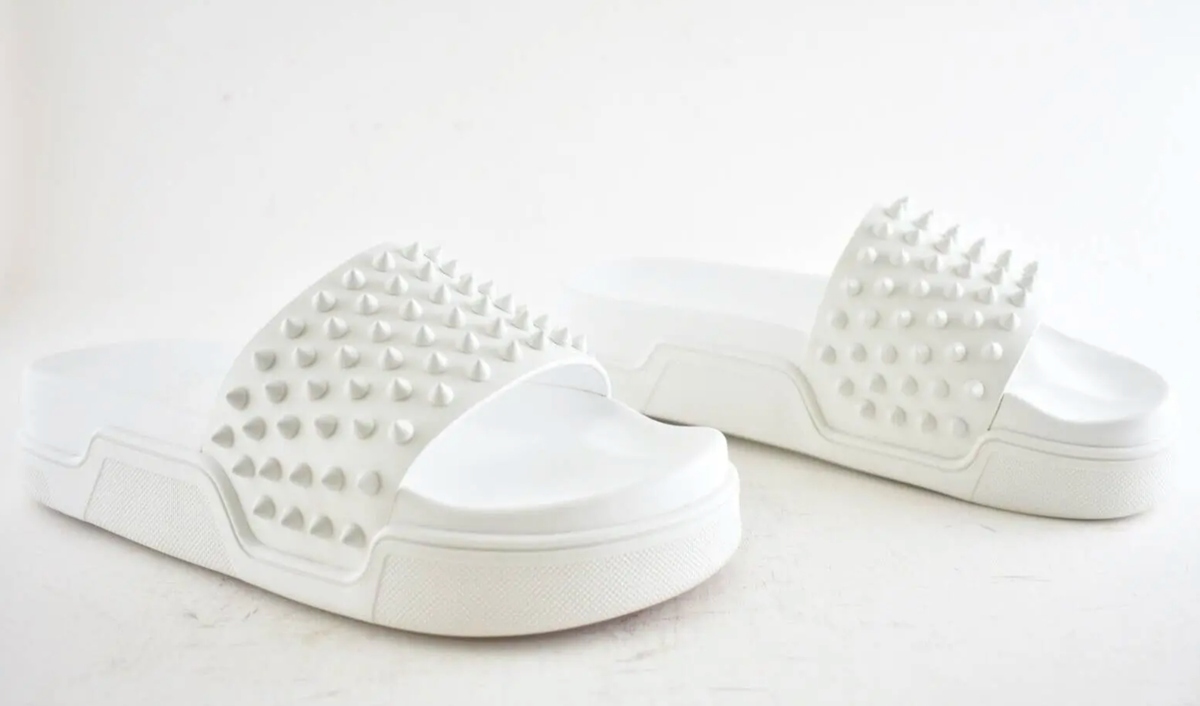 Christian Louboutin Pool Fun Flat Spike Bianco White Platform