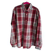 EDDIE BAUER Classic Fit Red  Blue Plaid Mens Long Sleeve Button Up, XL