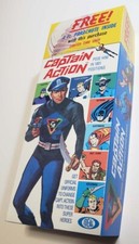 Captain Action Long Figure Box 1966 type Free Parachute Version Read