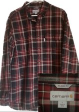 Carhartt Men's Red Plaid Relaxed Fit Long Sleeve Size Large Button Up