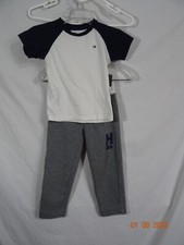 Tommy Hilfiger 2 Pc Suit Grey Sweat Pants  Short Sleeve Shirt 4/5T