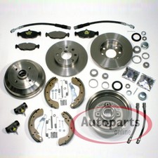 Bremsen Set vorne Bremstrommeln Zubehör hinten + Bremsschläuche für Opel Corsa B