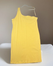 Nine West Women's Dress 3XL Yellow One Shoulder Strap Ribbed Plus Spring Summer
