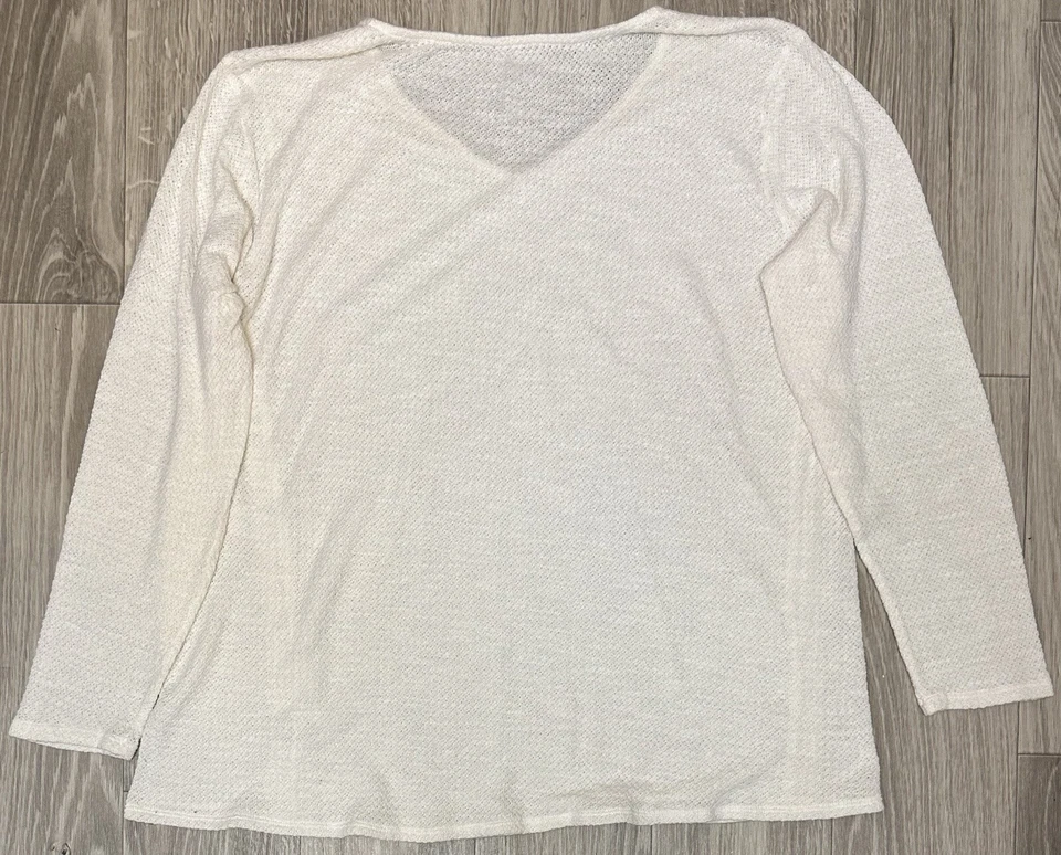 Ropa de calidad St Johns Bay para mujer (1X) blanco roto parte superior espalda y mangas transparentes Foto 2 de 2