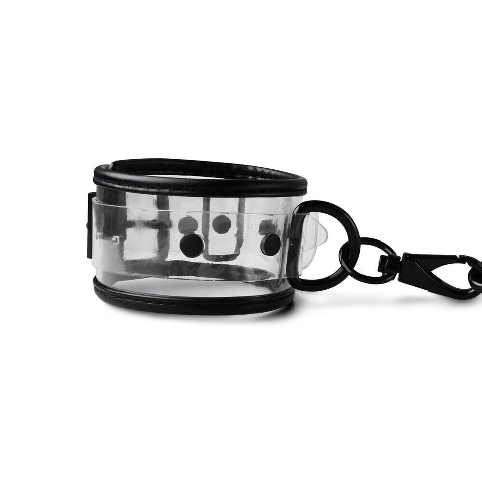 Esposas de muñeca transparentes con cadena negra bondage BDSM juguete sexual para mujeres Foto 3 de 4