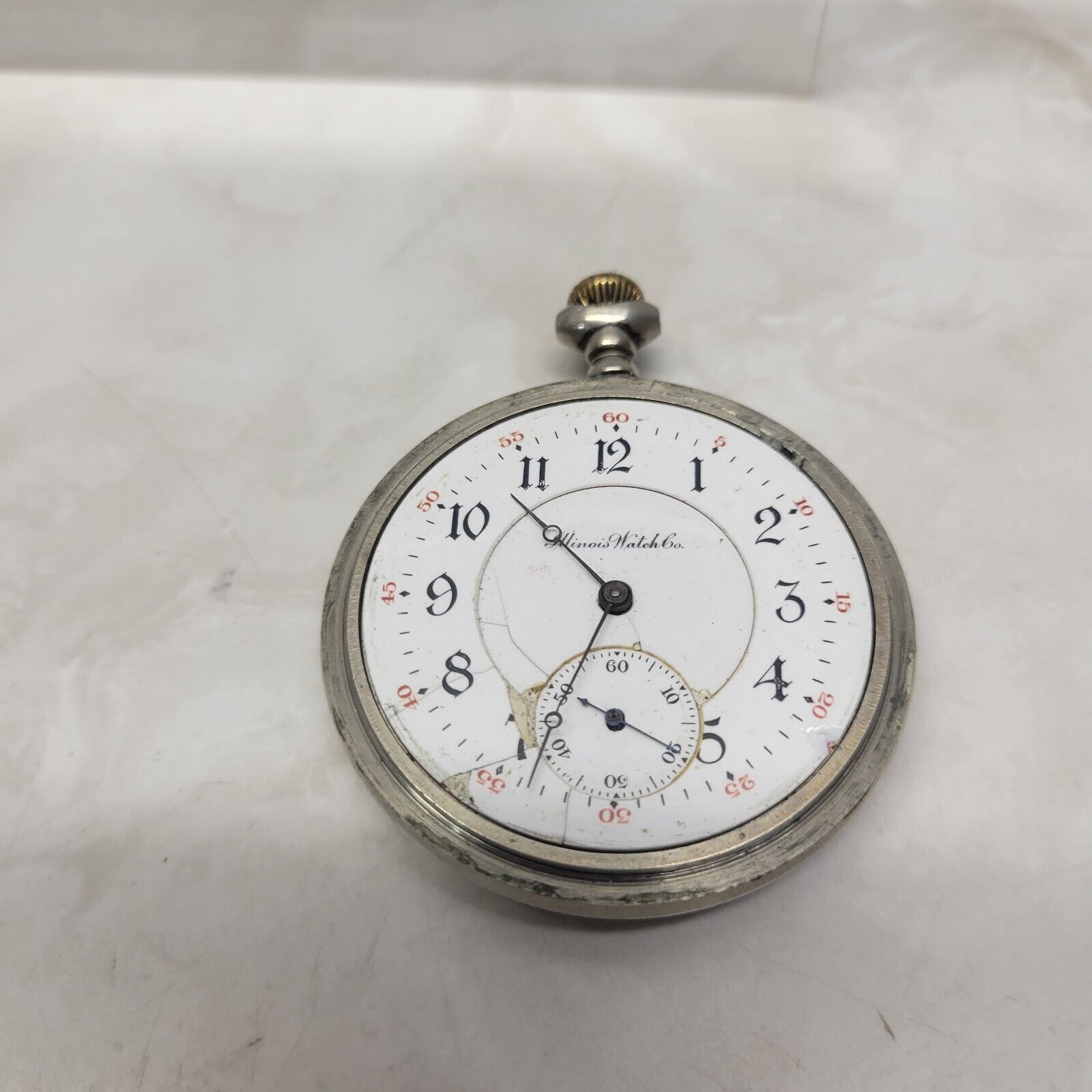 Antique 1910-1920s Illinois Watch Co. Pocket  Watch  Silvertone Selling AS IS.