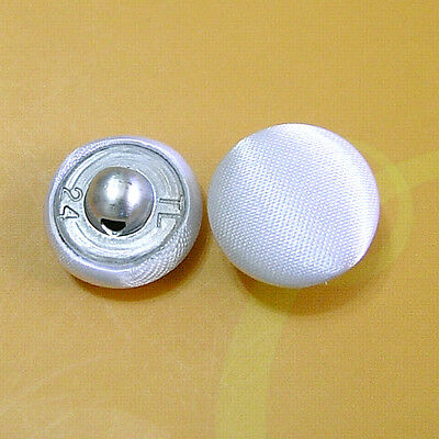 15 Satin Fabric Cover Tuxedo Sleeve Wedding Gown Buttons Shiny White 15mm G149S