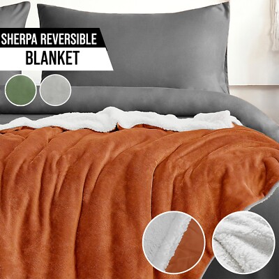 Sherpa Faux Nerz Decke Überwurf Soft Touch 130 cm x 152 cm warm kuschelig Thermobett