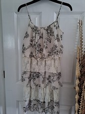 Be Beau - Pretty Cream, Flowers & Lace Tiered/Layered Tea Dress. Size 10 NEW £25