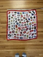 Vintage Railroad Trains Stations Locomotive Destinations 28x28 Logo Scarf EUC