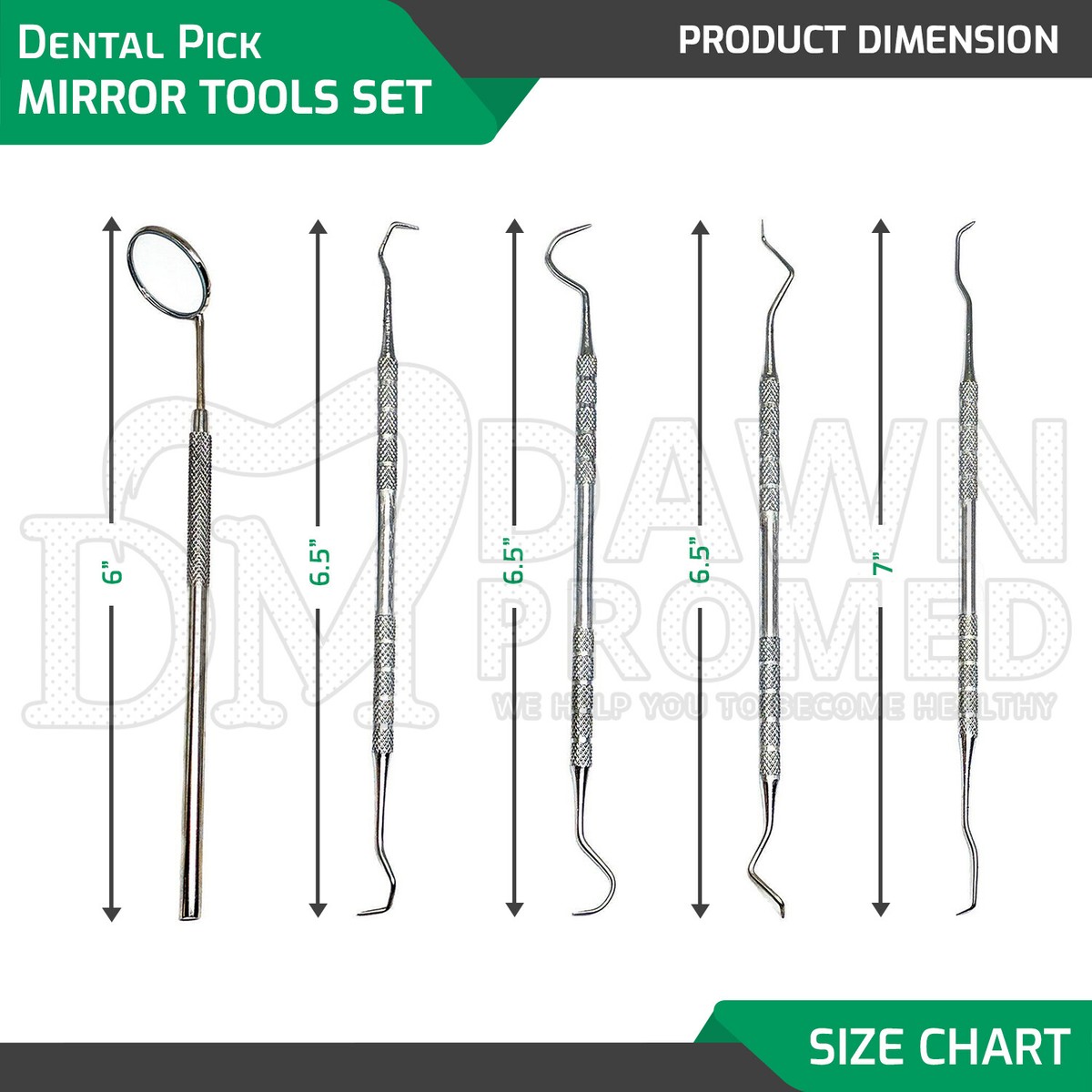 Pulizia Denti Tartaro Set Strumenti Dentali In Acciaio Inox - 6 Pezzi Con Scaler, Picchetti E Specchi Per Ispezione Strumenti Dentali TEDESCO - Foto 5
