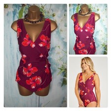 NEW BONMARCHE SWIMSUIT SIZE 22, Red Floral Print Control Swim Costume Holidays