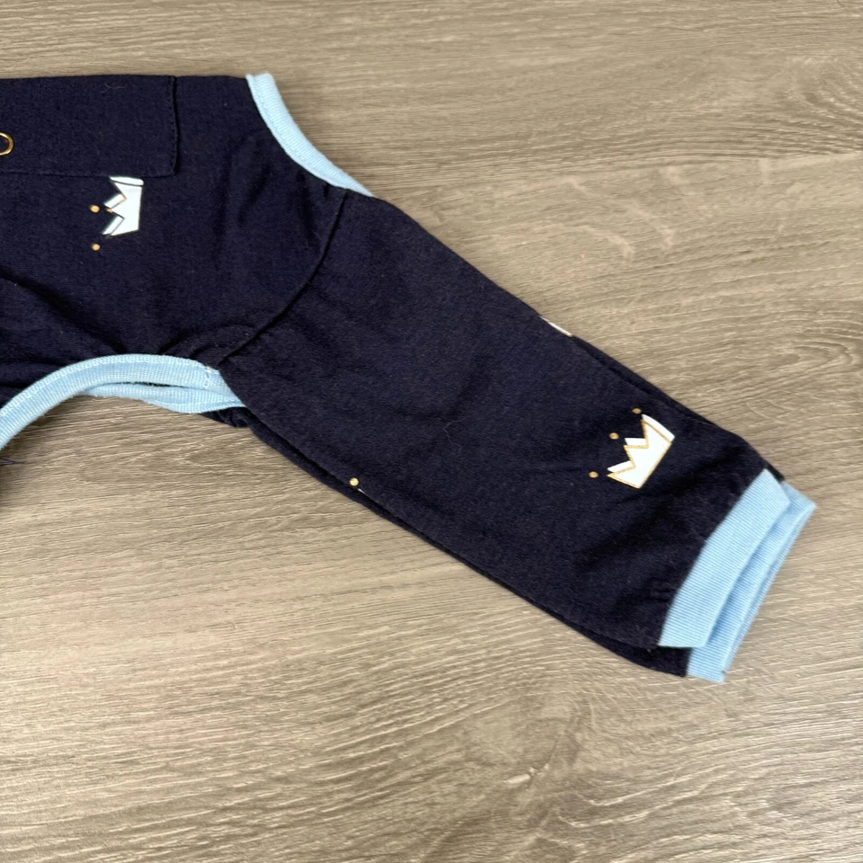 Top Paw Dog Pajamas Small Blue Crown Print Rear 2 Legged Dog Top w/ Snap Closure - Image 4 of 4