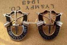 2PCS MILITARIA - SPECIAL FORCES CREST - US ARMY SFG AIRBORNE - SF PIN BADGE