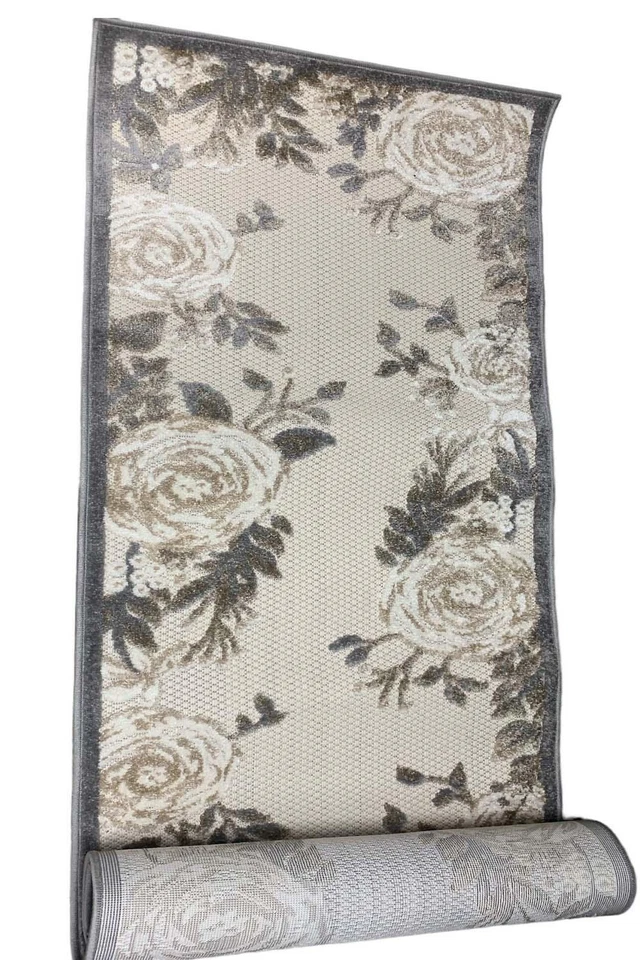 Nourison 2'2" x 7'6" Rose Garden Indoor/Outdoor Rug Ivory Beige