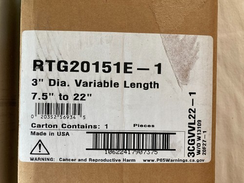 Rheem RTG20151E-1, Indoor Gas Heater Concentric Vent, 3” Variable 7.5” – 22" - Picture 2 of 8