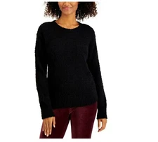 Style & Co Womens Petite PP Black Teddy Boucle Cozy Chenille Sweater NWT