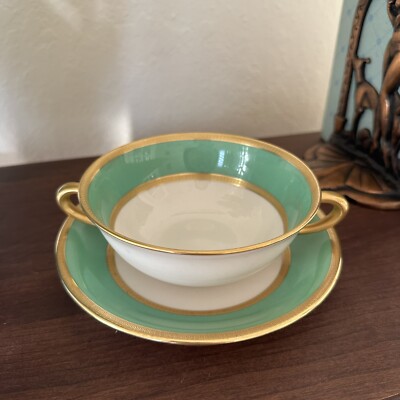 Gold Trim Lenox China RARE! ANTIQUE LENOX CHINA GREEN